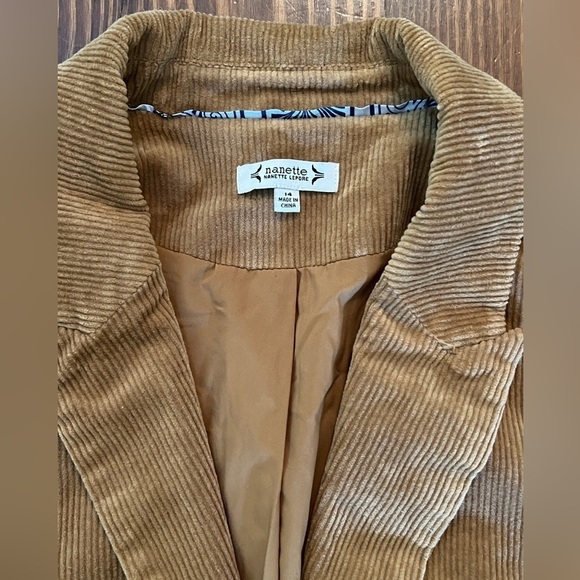 NANETTE LEPORE Natalie Corduroy Stretch Cotton Light Brown Blazer - Picture 4 of 8
